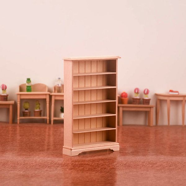 1:12 Dollhouse Miniature Wooden Bookshelf Bookcase Storage Cabinet Locker Ornament Furniture Model Dolls House DIY Decor Toy