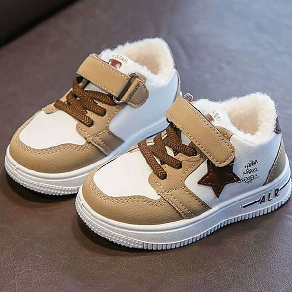 Winter Plush Sport Children Crianças grossas de algodão quente para crianças Faux Fur Snow Fashion Firl's Sneakers Boy Shoes