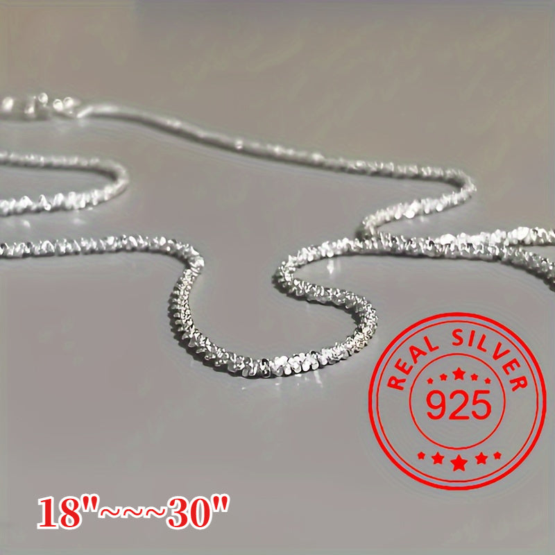 TEMU 1 Elegant 925 Sterling Necklace, Sparkling Paving Shoulder Chain, Minimalist And , Power-free Fashion Pendant, Casual Attire And Weddings,