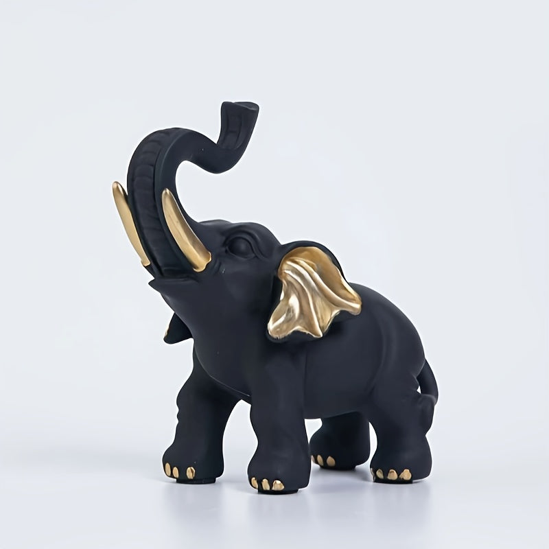 TEMU 1pc Elegant Black & Figurine - Classic Resin Desk Decor With Intricate Golden Accents, Home Office, Living Room, Or Thanksgiving Tabletop