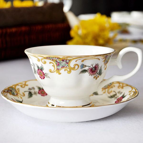 European Bone China Coffee Set Creative Simple Ceramic Circle Dish Afternoon Tea Milk Cup 200ml 240729