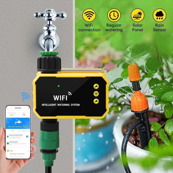 Tuya WiFI Intelligent Garden Irrigation Control Device Auto WaterSaving Irrigation Controller Solar Powered Plant Watering TimerXJ241220