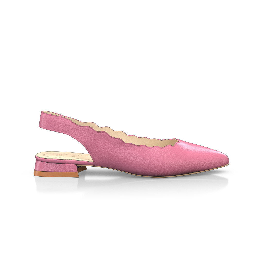 Ballerines slingback pointues Chaussures plates Sling Back Femme Faites main en Italie en Cuir Rose Bonbon - Sur Mesure, Petit, Enfiler - GIROTTI