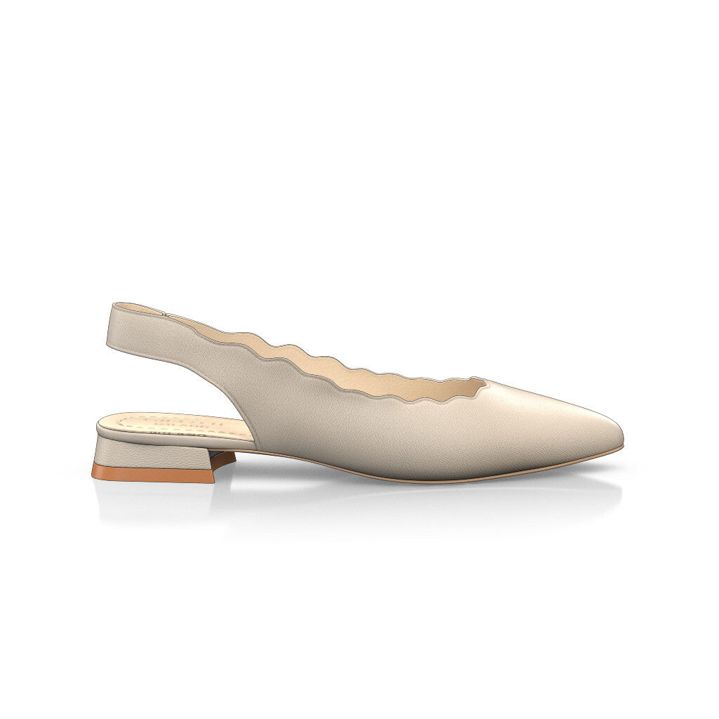 Ballerines slingback pointues Chaussures plates Sling Back Femme Faites main en Italie en Cuir Ivoire Blanc - Sur Mesure, Petit, Enfiler - GIROTTI