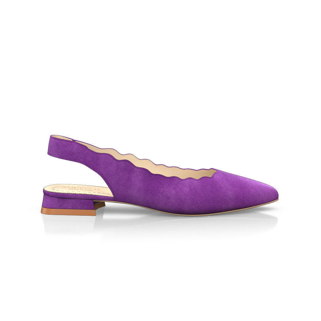 Ballerines slingback pointues Chaussures plates Sling Back Femme Faites main en Italie en Daim Améthyste Violet - Sur Mesure, Petit, Enfiler -
