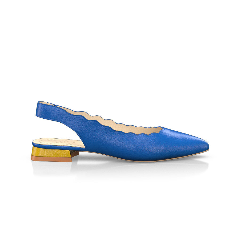 Ballerines slingback pointues Chaussures plates Sling Back Femme Faites main en Italie en Cuir Bleu Royal - Sur Mesure, Petit, Enfiler - GIROTTI