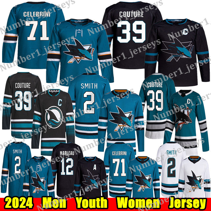 #71 Macklin Celebrini #39 Logan Couture san jose hockey jersey Nico Sturm Brent Burns Mackenzie Blackwood Sam Dickinson Calen Addison Patrick Marlea