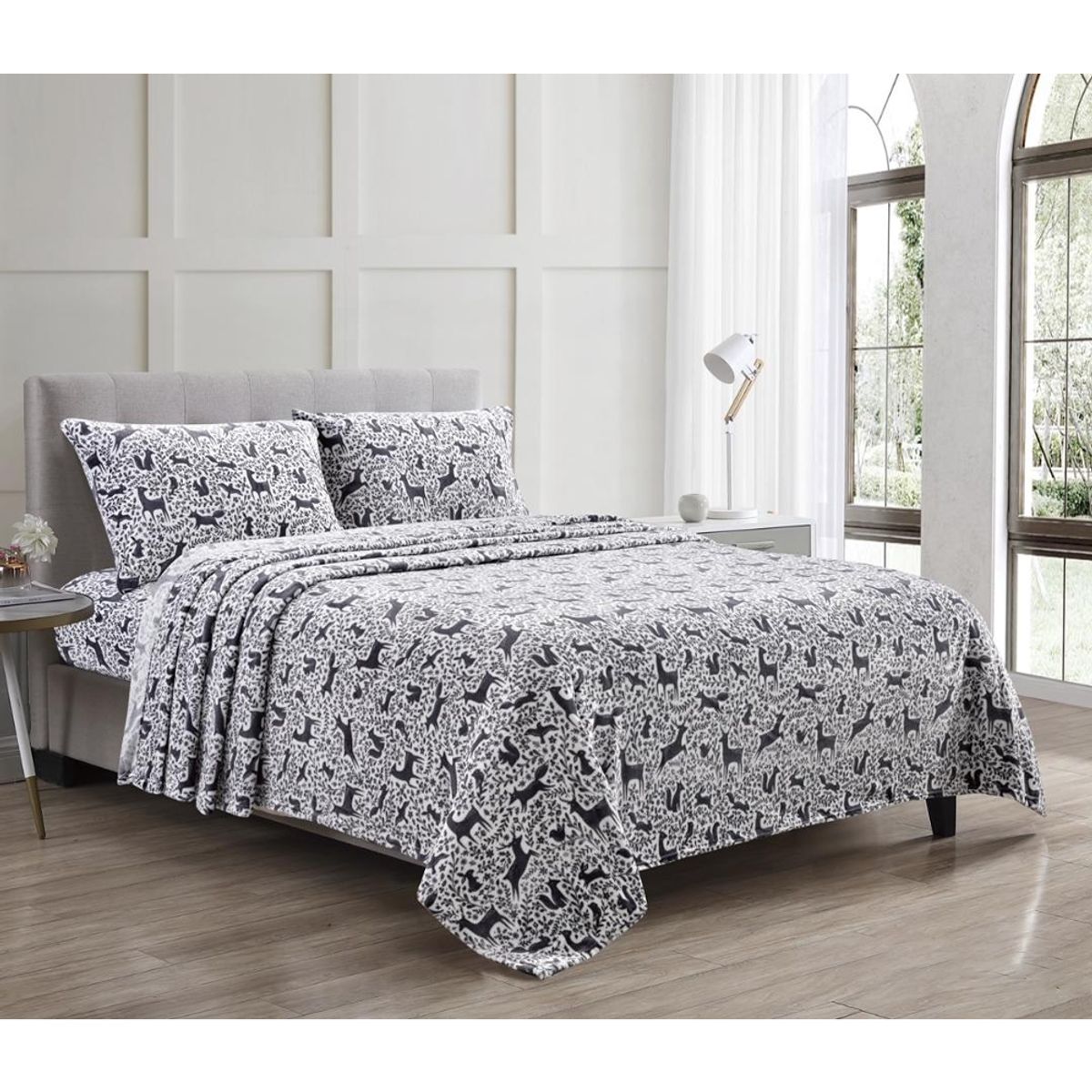 Noble House™ Kansas Fitted Sheet and Pillowcase Set - QUEEN-Kansas-Sheet Set-DEER GRAY