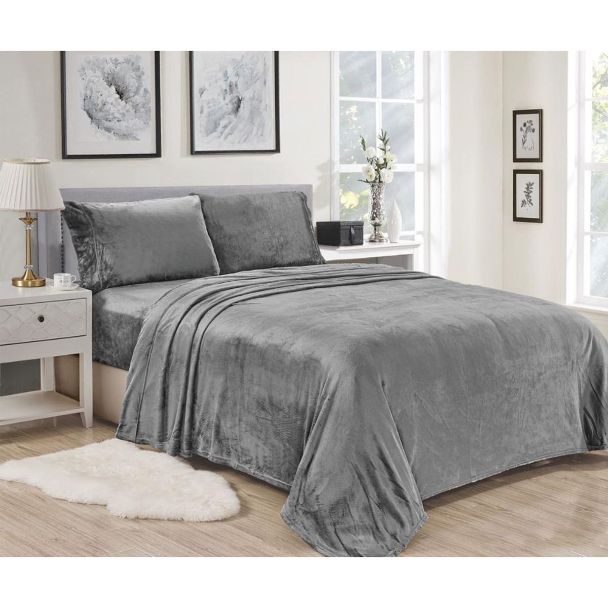 Noble House™ Kansas Fitted Sheet and Pillowcase Set - KING-Kansas-Sheet Set-GRAY