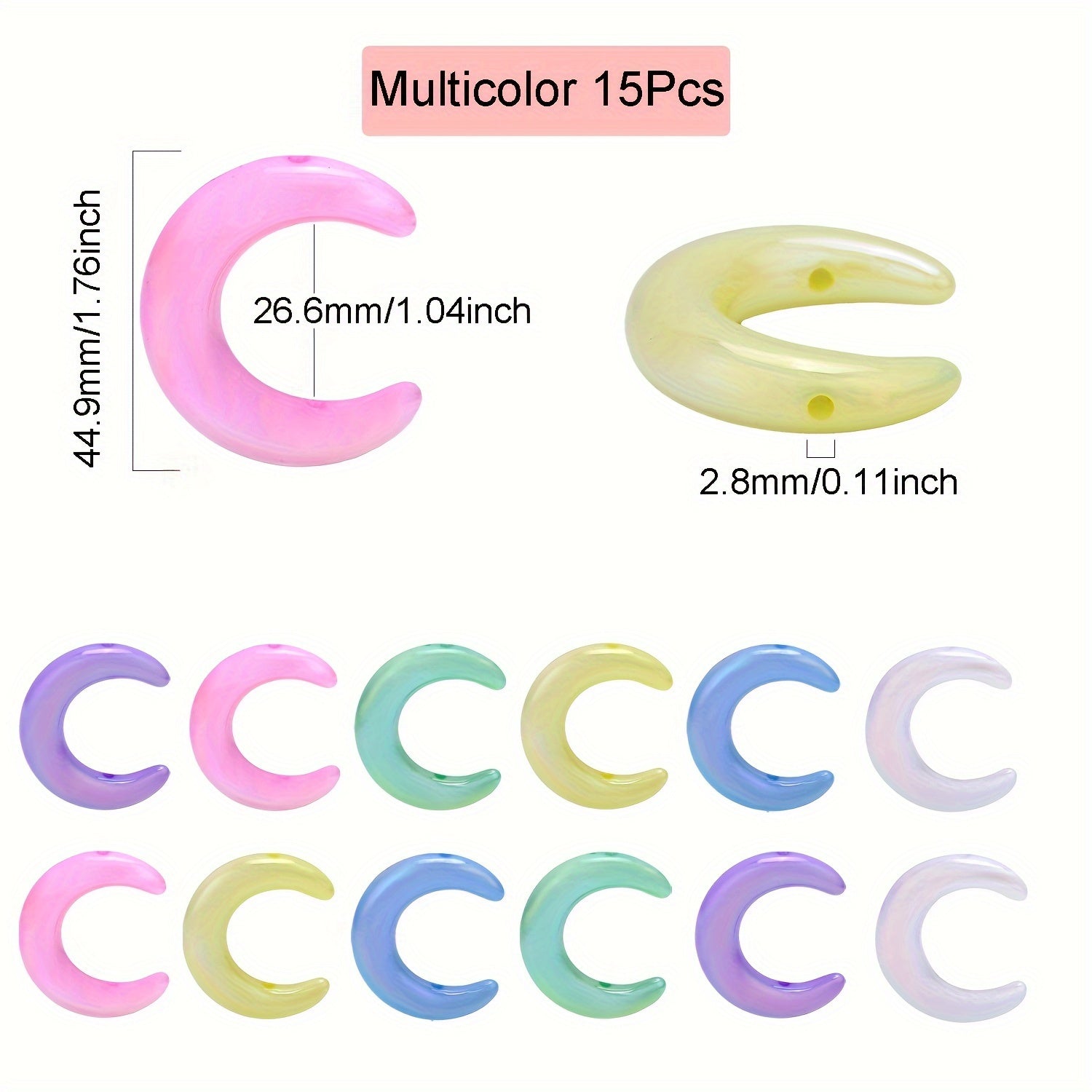 TEMU 15pcs Beads Multicolor Round Acrylic Beads Diy Pens Keychain, Used To Making Jewelry Diy Necklace Pendant Phone Chain Bead Crafts School Opening