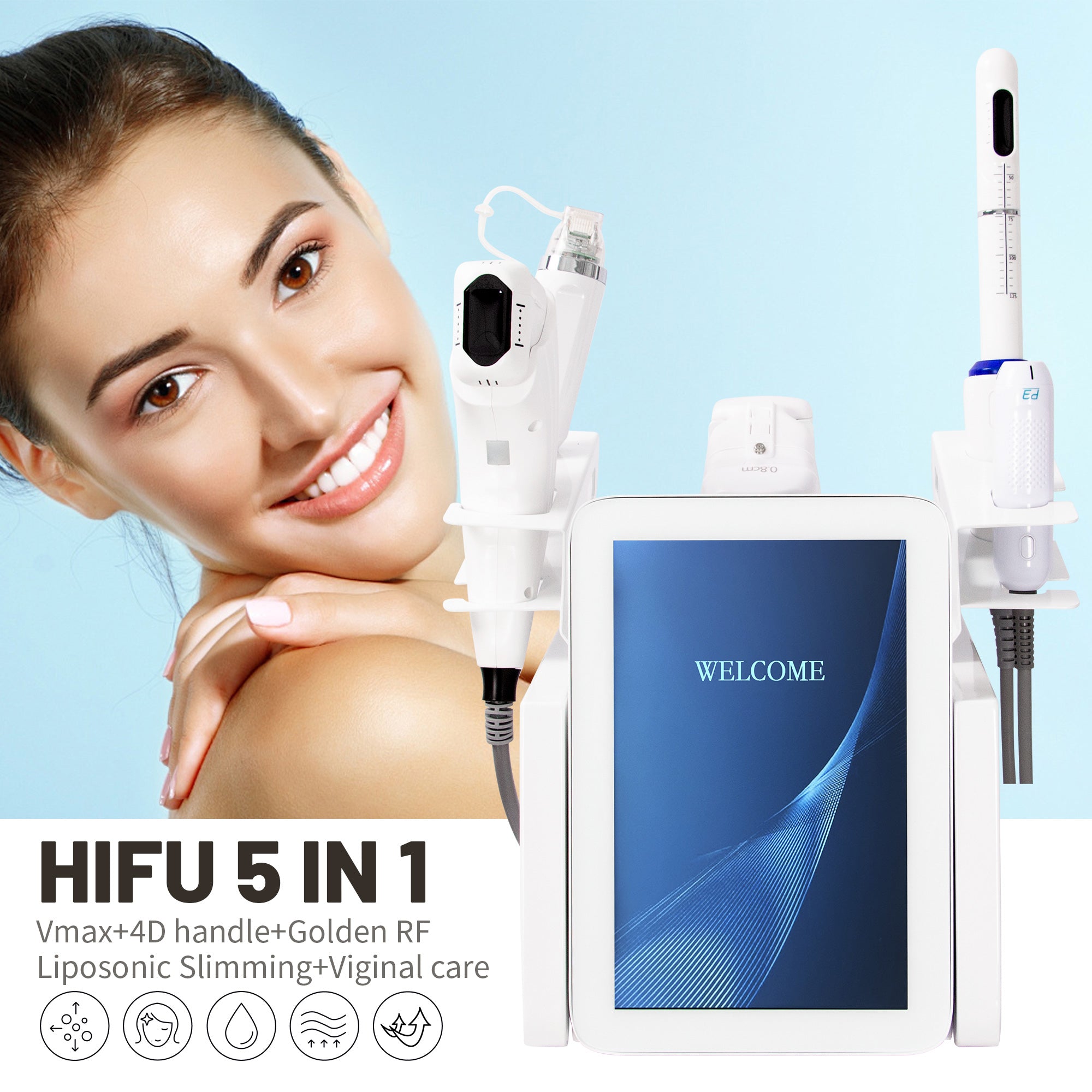 Hifu Microneedling Intimate Care 5-In-1 Device - Facial Lifting & Vaginal Tightening - Dark Circle Removal & Slimming - Professional Beauty Machine