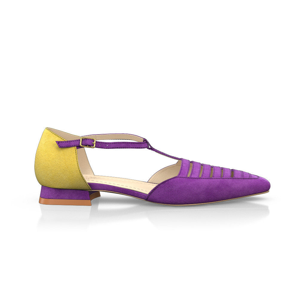 Chaussures plates style salomé à bout pointu Femme Faites main en Italie en Daim Améthyste Violet - Sur Mesure, Petit, Boucles, Boucle - GIROTTI