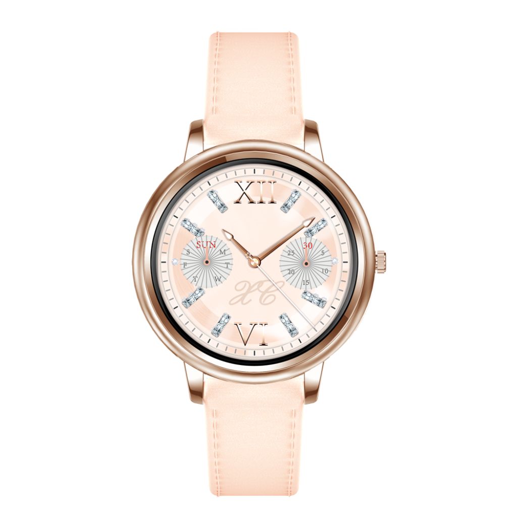 Luxury Times Smartwatch - Leather Strap - Rose Gold