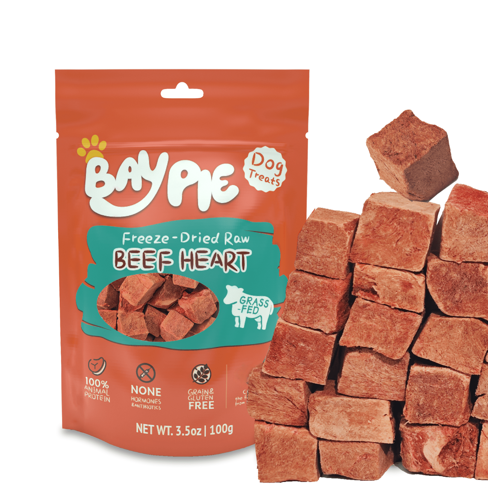 TEMU 3.5oz Baypie Freeze Dried Beef Hearts For , Single Beef Treats Treats Dog Food