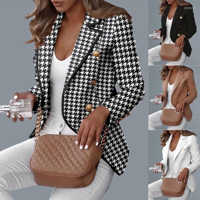 Women&#039;s Suits Spring Autumn Coat For Women Office Lady Double Breasted Blazer Vintage Jacket Fashion Long Sleeve Outerwear Stylish Tops