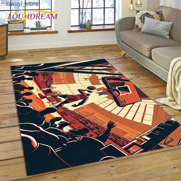 Carpets Basketball court frame cartoon carpet used for bedroom living room home sofa decoration childrens games large decorative floor mats