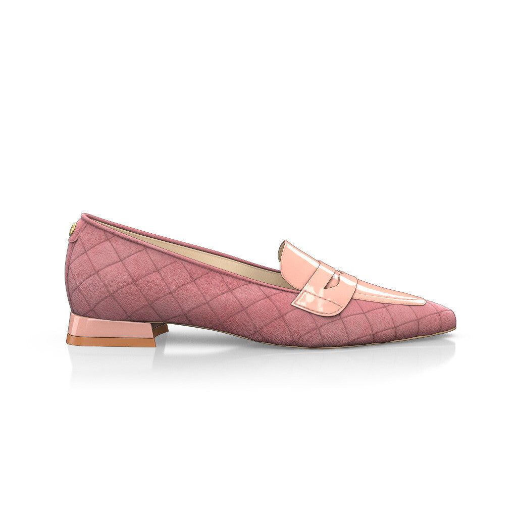 Chaussures plates pointues Femme Faites main en Italie en Cuir verni Rose - Sur Mesure, Petit, Perles, Enfiler - GIROTTI
