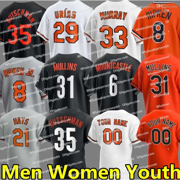 2024 New Custom Baseball Jerseys Adley Rutschman Cedric Mullins Eddie Murray Cal Ripken Jr. Anthony Santander Orioles Ryan Mountcastle Austi