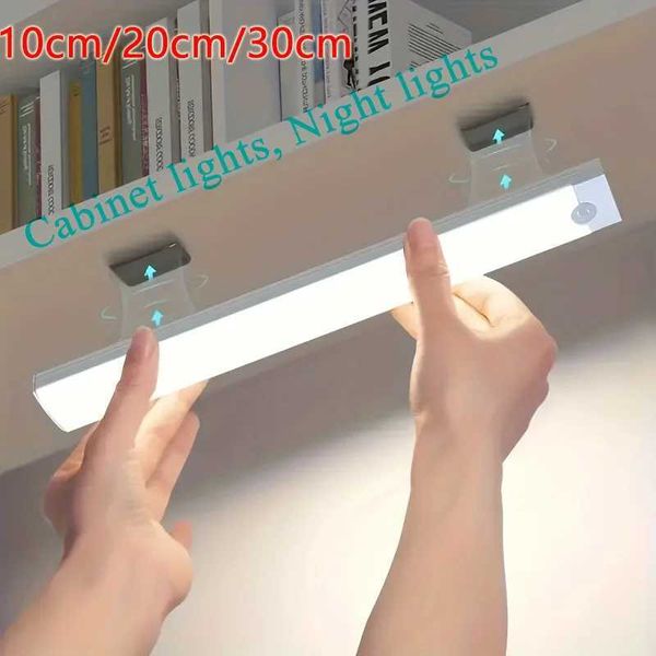 LED Strips Night Light with Motion Sensor Cabinet Light Wireless USB Rechargeable Lamp Cabinet Wardrobe Lamp Under Backlight For Kitchen S25