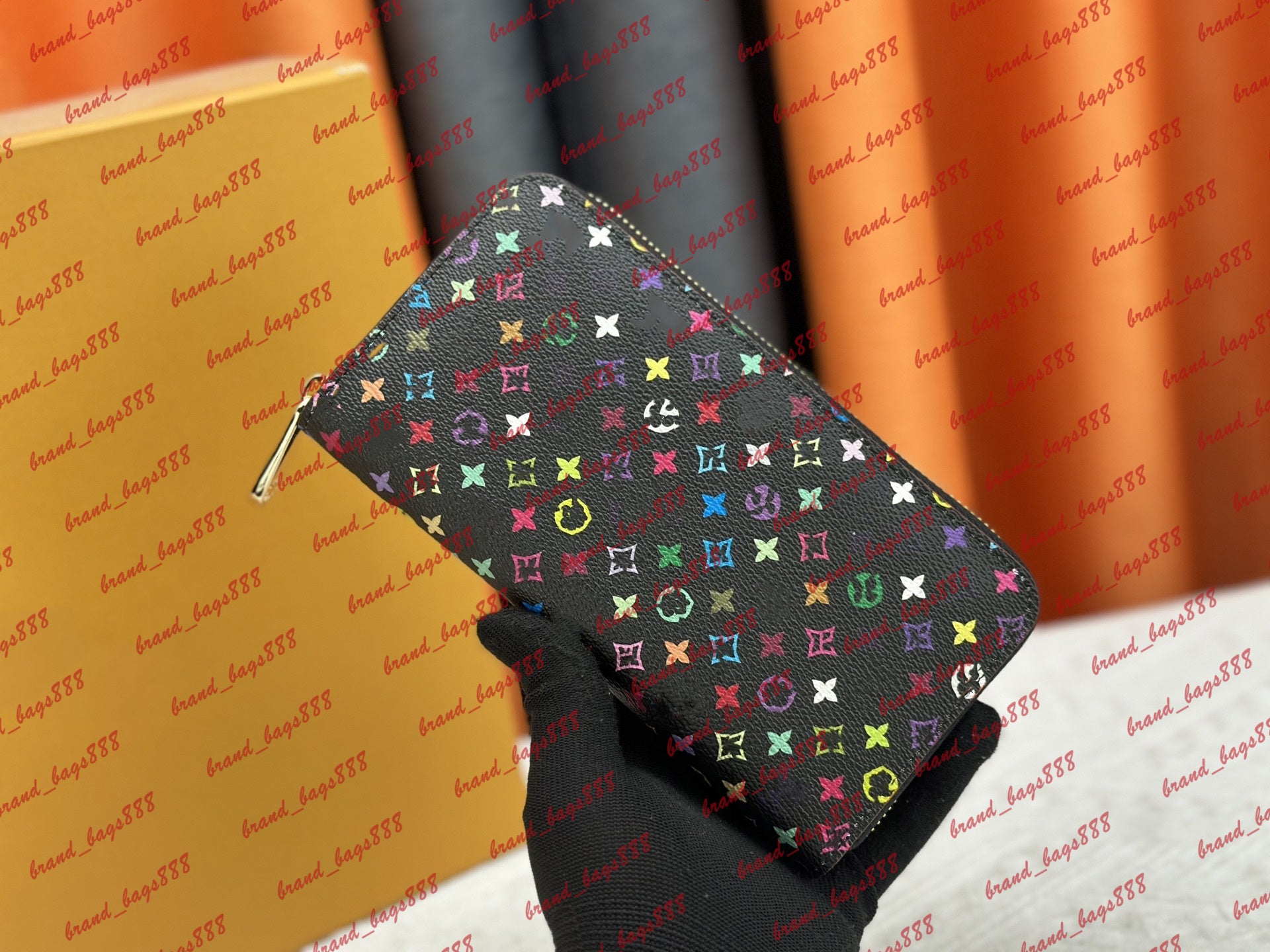 Designer Wallet M60017 takashi murakami Leather Wallet Women Zipper Long Card Holders Coin Purses Woman Colorful Flower Shows Exotic Clutch Wallets