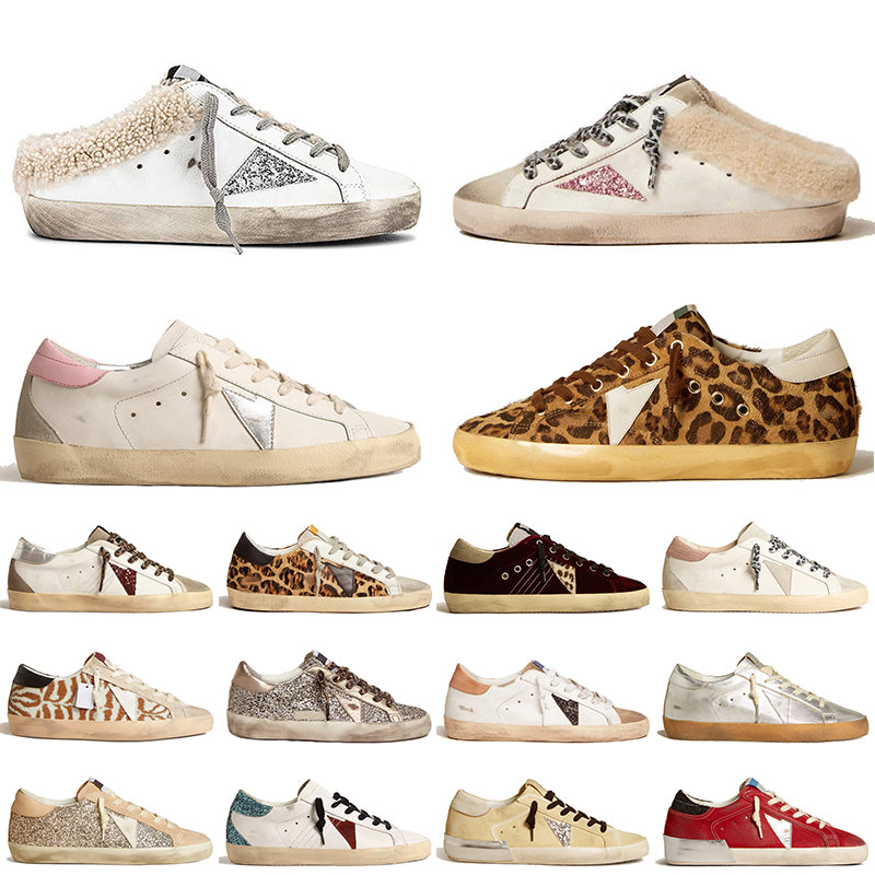 Top Fashion Luxury Slippers Designer Star Dirty Casual Shoes Silver Glitter stars Platform Vintage Womens Sneakers Mens Fur Loafers des chaussures d