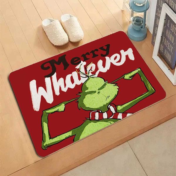 Green haired Christmas monster pattern carpet entrance door anti slip living room kitchen bedroom decoration carpet floor mat X241024