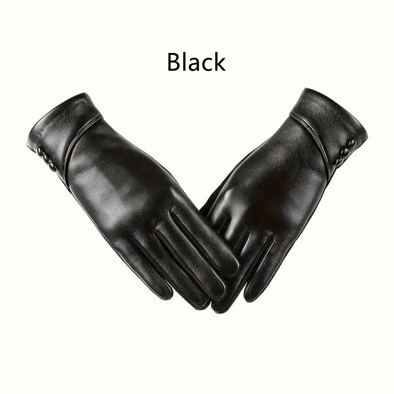 TEMU 2-pack Women's Genuine Leather Gloves, Elegant Solid Color, Full Finger With , Stripe , Touchscreen Compatible, Warm Fleece Lined, Windproof For