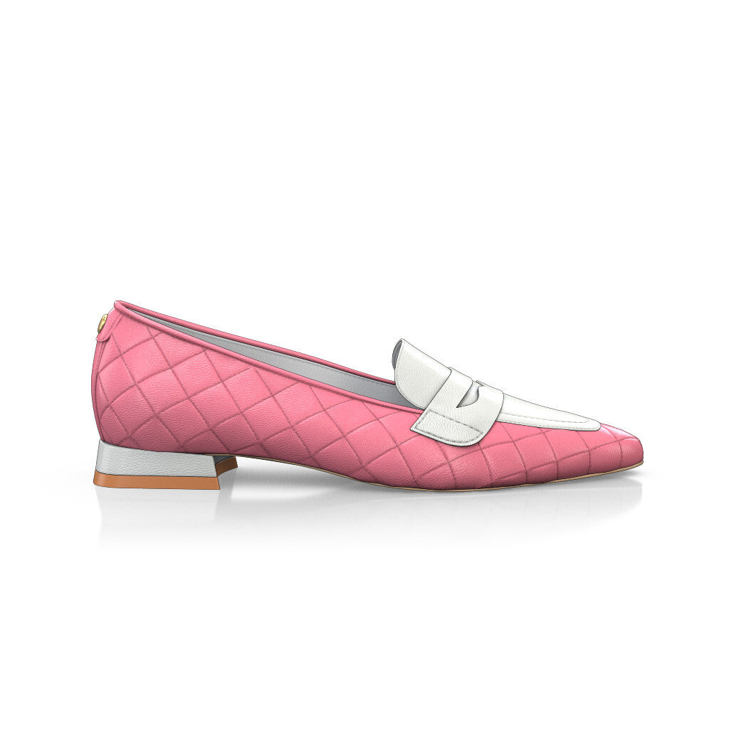 Chaussures plates pointues Femme Faites main en Italie en Cuir Rose Bonbon - Sur Mesure, Petit, Perles, Enfiler - GIROTTI