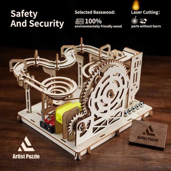 DIY Puzzle 3d Wooden Marble Run Wooden Track Montessori Education Toys Wood Jigsaw Puzzle Wooden Building Kits Gifts For Kids CL240817