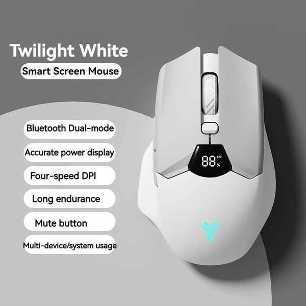 Mice Wireless Bluetooth mouse smart screen display dual-mode mute button 600mAh lithium battery Office tablet mouse laptop CL241230