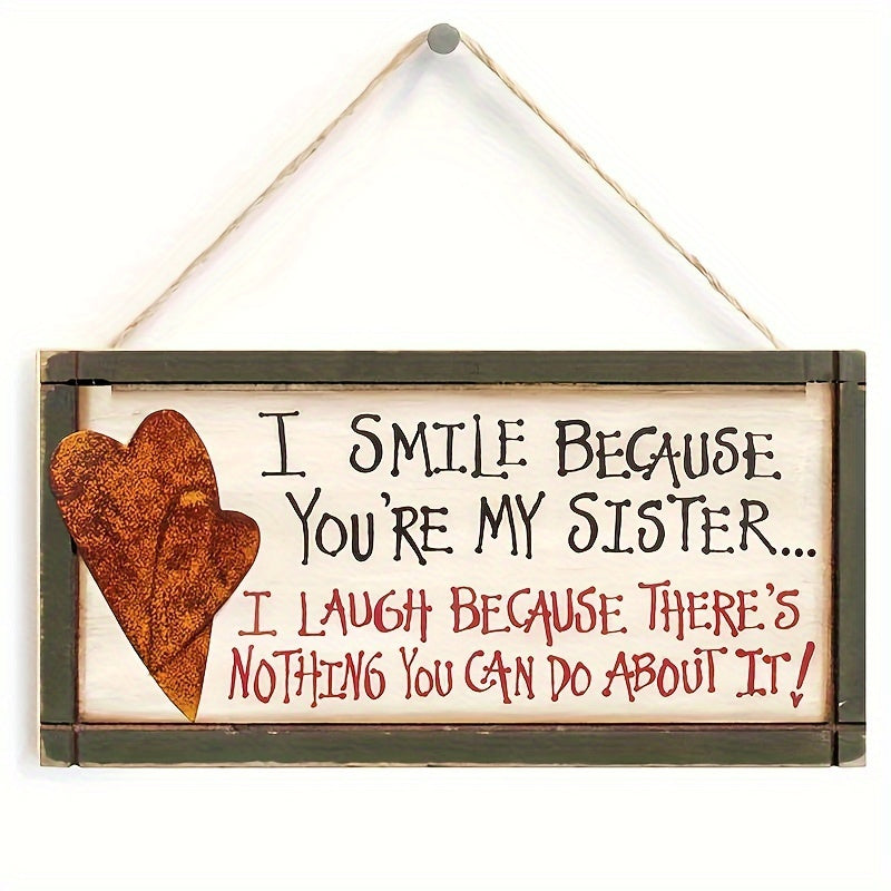 TEMU 1pc Funny Sister Signed Bedroom Decoration Gift For Sister Decoration Wooden Hanging Sign Crafts Gift, Home Wall Decor, Room Decor, Home Decor,