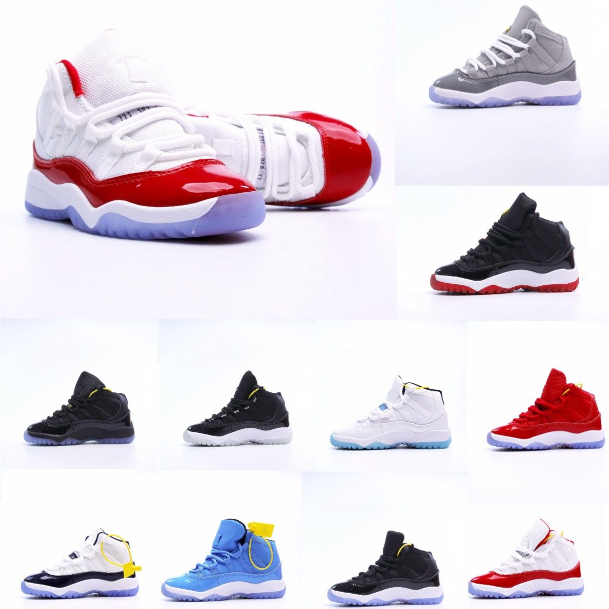 kids shoes 11 black 11s boys grey sneaker cherry designer basketball trainers baby kid youth toddler infants shoe Jumpman girls children White Blue