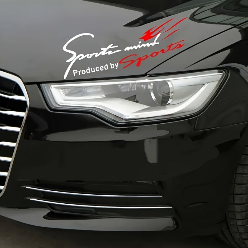 TEMU Reflective Sports Car Hood Decal - 12"x4.3" Black Vinyl Sticker With Design, Universal Fit For Car Bumper & Body, Accessories, Vehicle Decals|