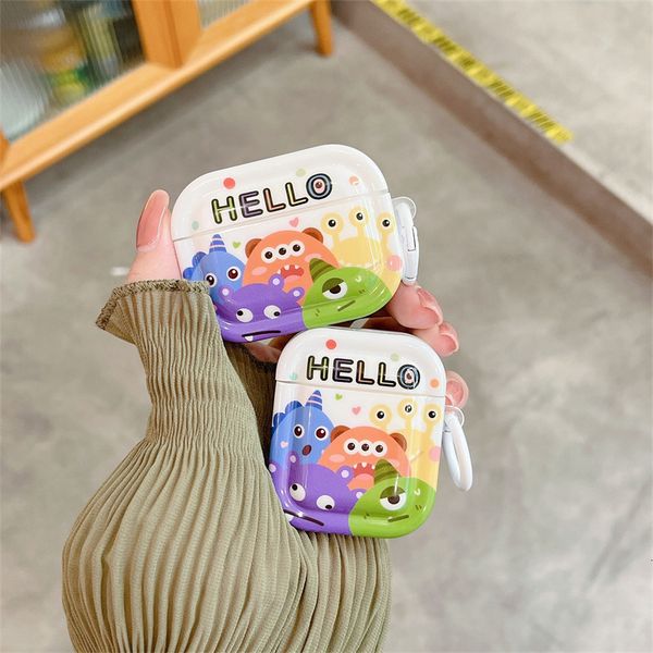 ddmygifts Hello little monster, suitable for Pro2 Bluetooth wireless headphone case, 1st-2nd-3rd generation, cute and simple A