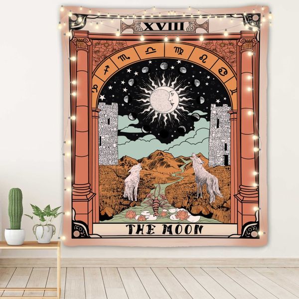 Tapestries 3D Tarot Tapestry Color Wall Art Hanging Cloth Divination Camping Tent Travel Mattress Home Decoration Dorm Room 221006