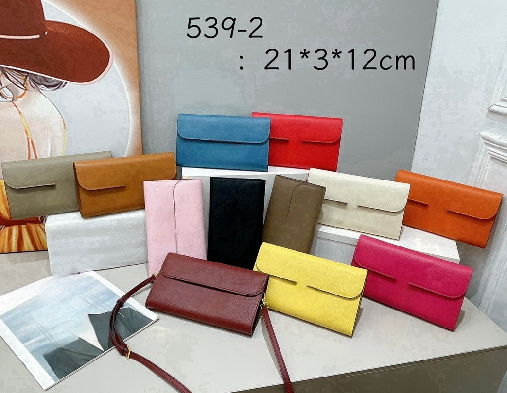 Classic Long Wallet Espom Cowskin Designer Purse woman Wallets With Strap Clutch Handbag Silver Gold Buckle Card holders fashion Genuine leather Wit