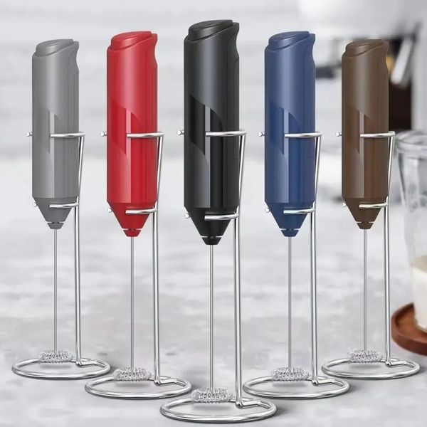 Milk Frother Set With Base Handheld Cappuccino Maker Coffee Foamer Egg Beater Chocolate Stirrer Mini Portable Food Blender Kitchen Whisk Too