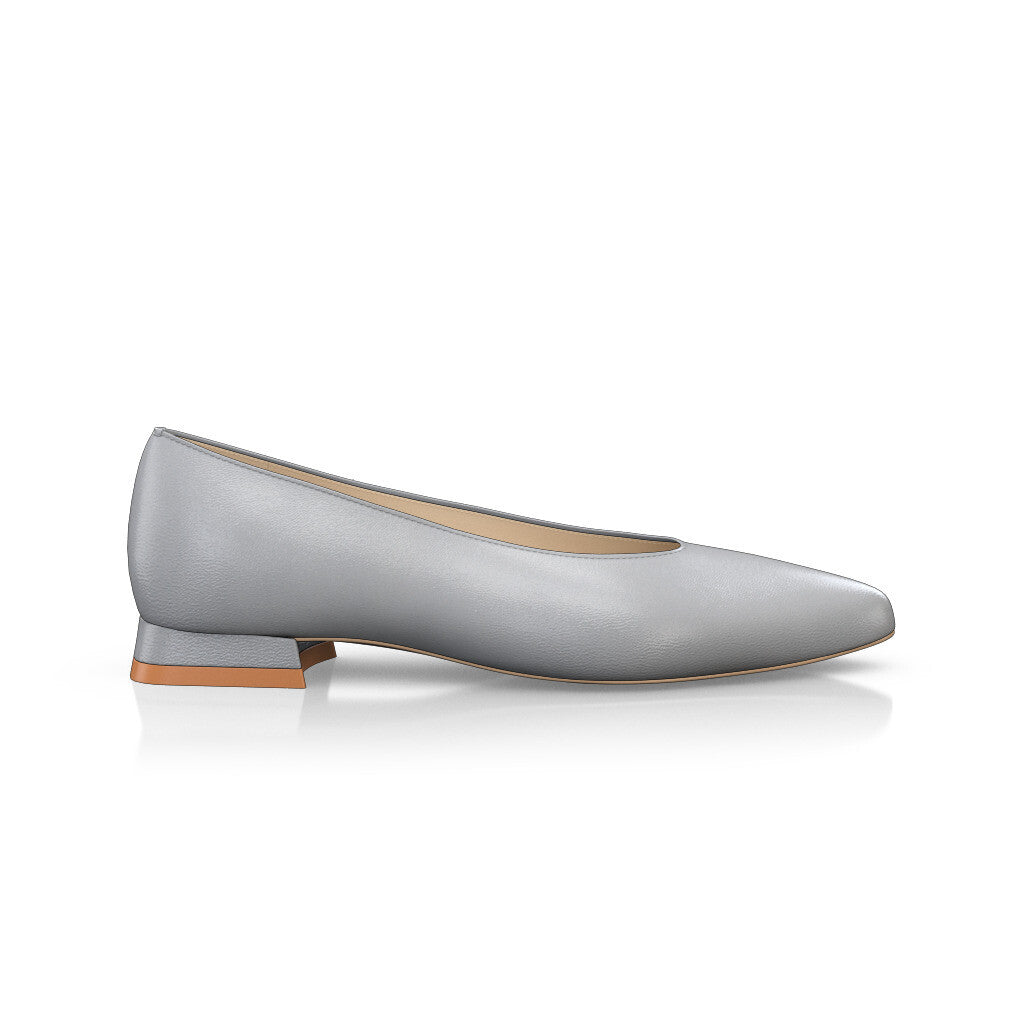 Ballerines pointues Chaussures plates Femme Faites main en Italie en Cuir Gris clair - Sur Mesure, Petit, Enfiler - GIROTTI