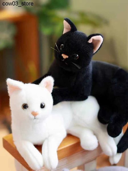 Dolls New Simulation Plush Cat Stuffed Black Doll Lifelike Cats Pet Toys Home Decor Creative Gift For Girlfriend BirthdayL240910L240910L2409