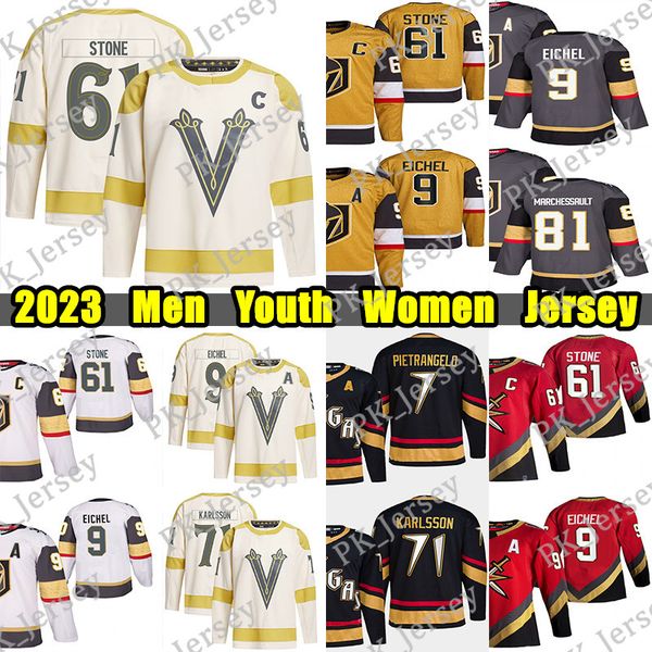 #61 Mark Stone 2024 Winter Classic hockey jersey #9 Jack Eichel Alex Pietrangelo William Karlsson Jonathan Marchessault Thompson Zach Whitec