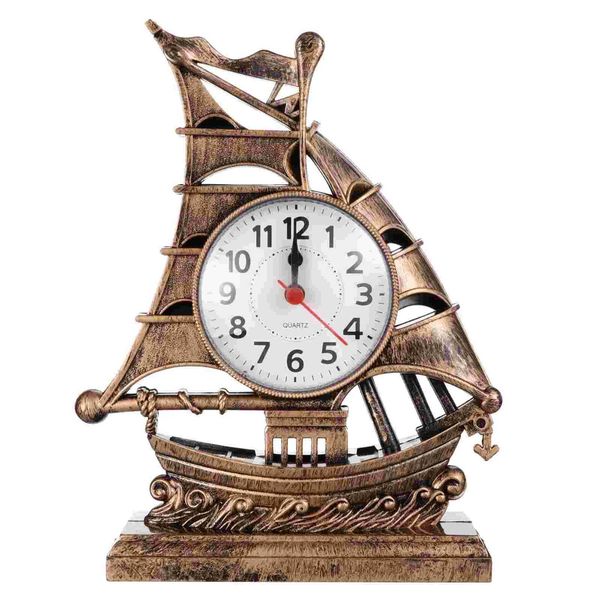 Retro Sailboat Table Decorative Desktop Model Silent Alarm Clock Navigation Chart Design 2024 Edition | CL240827