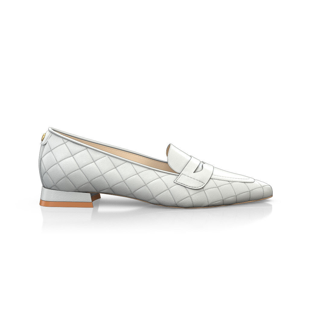 Chaussures plates pointues Femme Faites main en Italie en Cuir Blanc - Sur Mesure, Petit, Perles - GIROTTI 20398