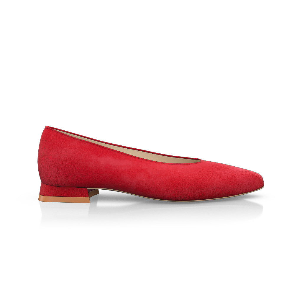 Ballerines pointues Chaussures plates Femme Faites main en Italie en Daim Rouge - Sur Mesure, Petit - GIROTTI 20419
