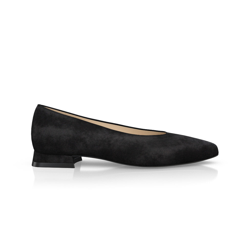 Ballerines pointues Chaussures plates Femme Faites main en Italie en Daim Noir - Sur Mesure, Petit - GIROTTI 20428