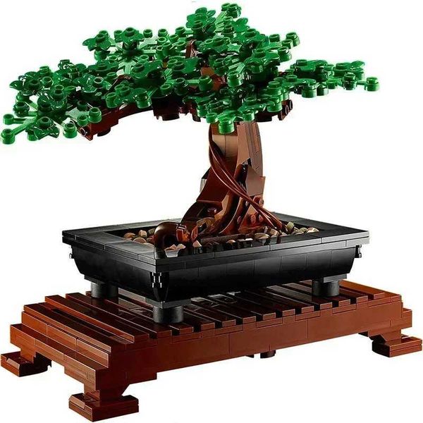 Blocks Compatible with 10281 bonsai trees flower bouquets permanent building block models home decoration plants pottery gifts childrens set