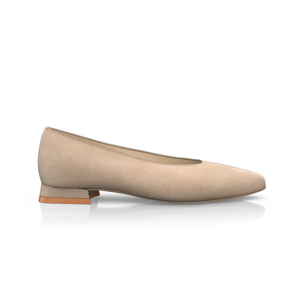 Ballerines pointues Chaussures plates Femme Faites main en Italie en Daim Kaki Beige - Sur Mesure, Petit, Enfiler - GIROTTI