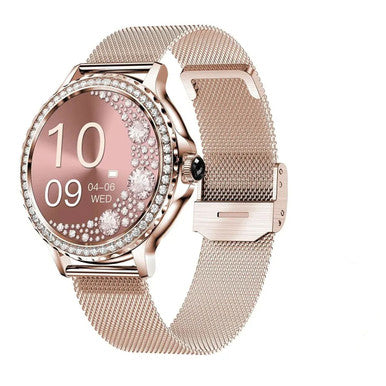 Smart Watch For Lady Women Bluetooth Call 100+Sports Mode Fitness Women DIY Dials With Body-Sleep Monitor For IOS Android Color Rosegold
