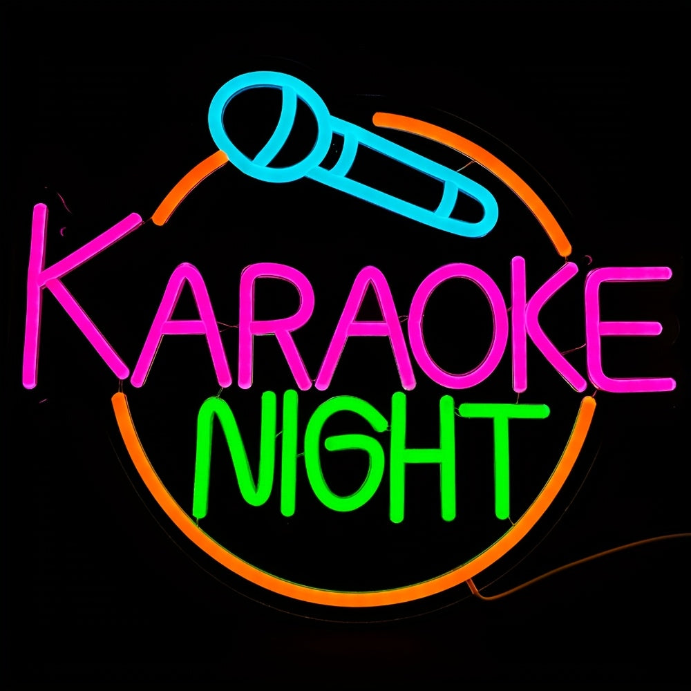 TEMU Neon Sign, Led Neon Wall Decoration, Karaoke Logo Bar Open Door Led Light, Usb Power Supply Suitable For Game Room Men's Cave Bar Karaoke Party