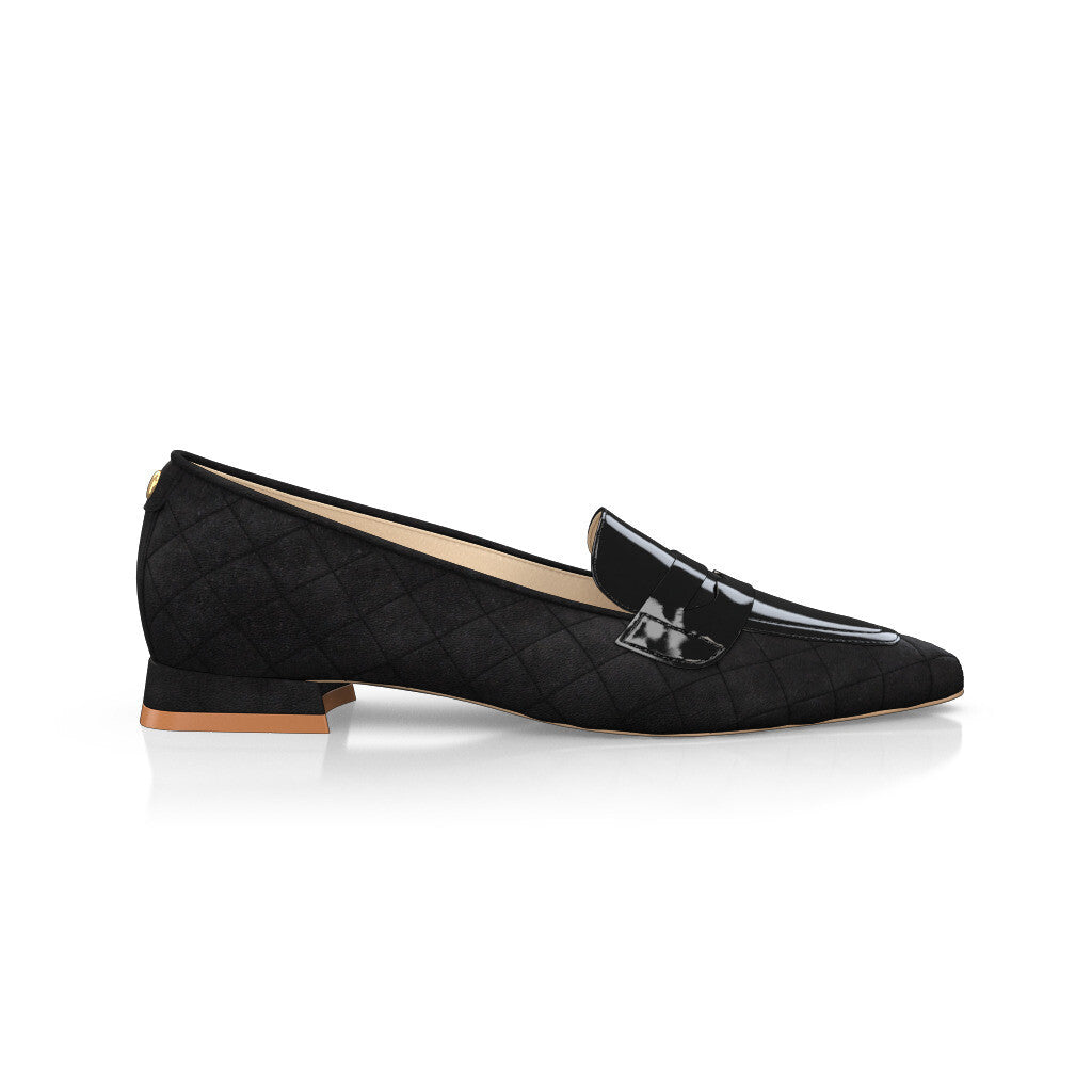 Chaussures plates pointues Femme Faites main en Italie en Cuir verni Noir - Sur Mesure, Petit, Perles - GIROTTI 20479