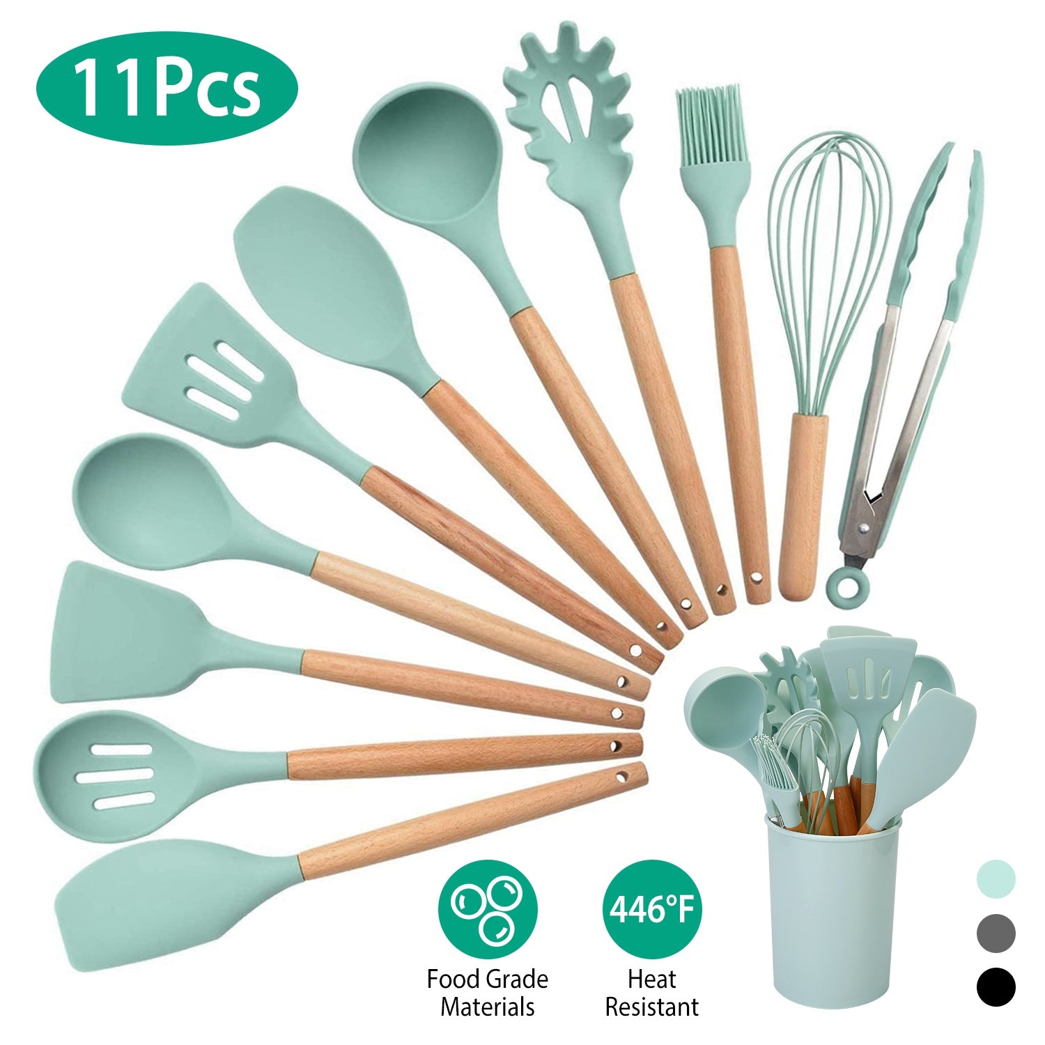 NewHome™ 11-Piece Silicone Cooking Utensil Set - NewHome 11 Silicone Cooking Utensils LG